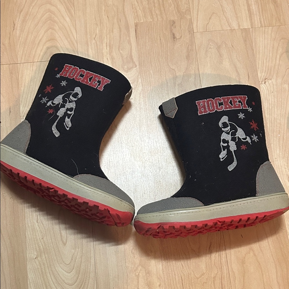 Kids Black and Red Hockey Boots